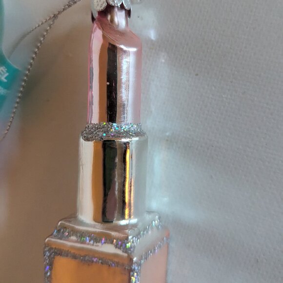 NWT Figural Pink Lipstick Ornament Christmas Tree Ashland Holiday Decoration NEW - Picture 2 of 5